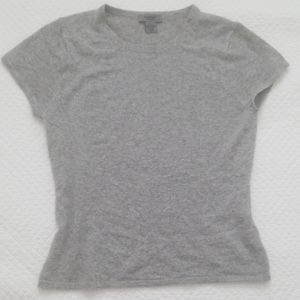 Cashmere sweater Tshirt cap sleeve gray Sweater L